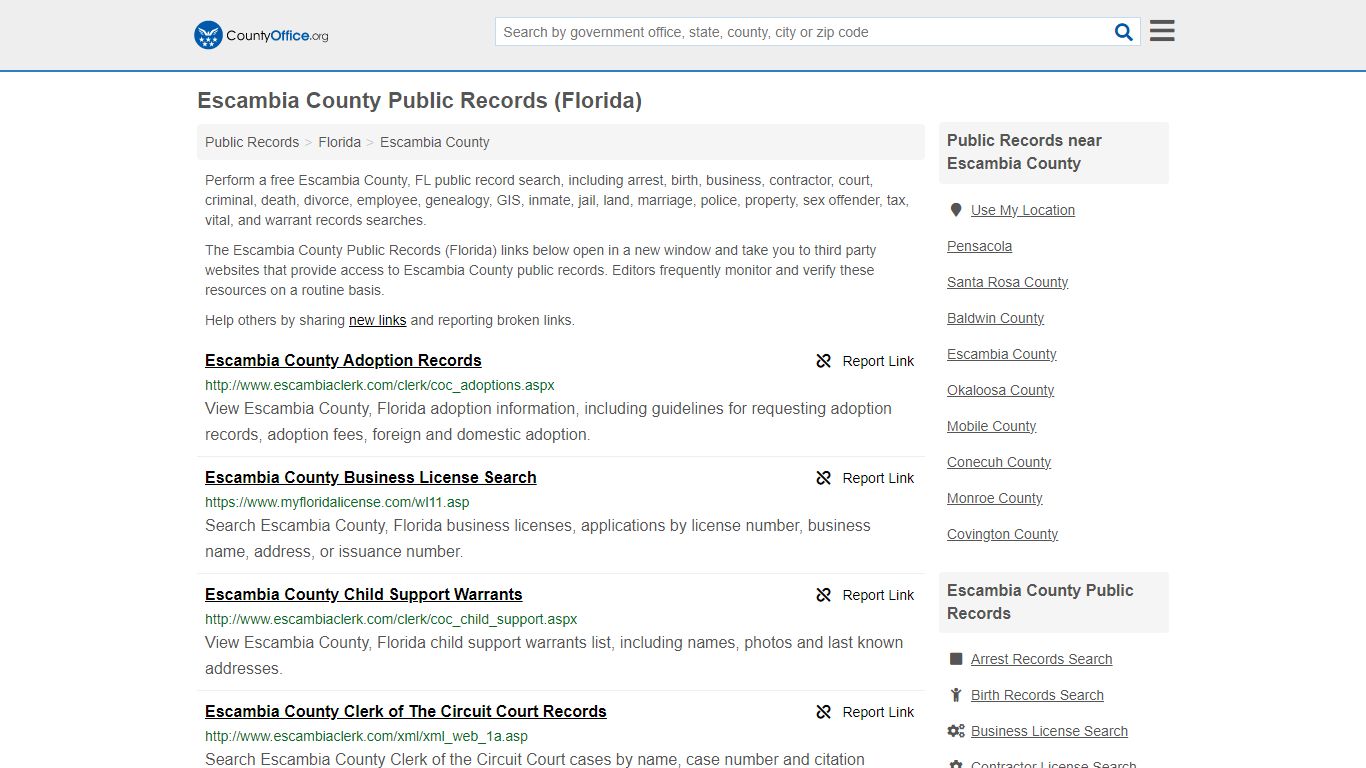 Public Records - Escambia County, FL (Business, Criminal, GIS, Property ...