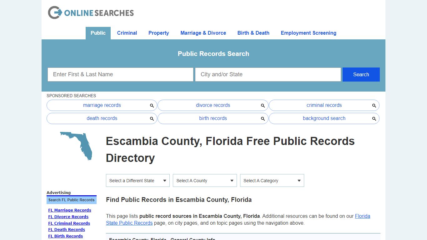 Escambia County, Florida Public Records Directory